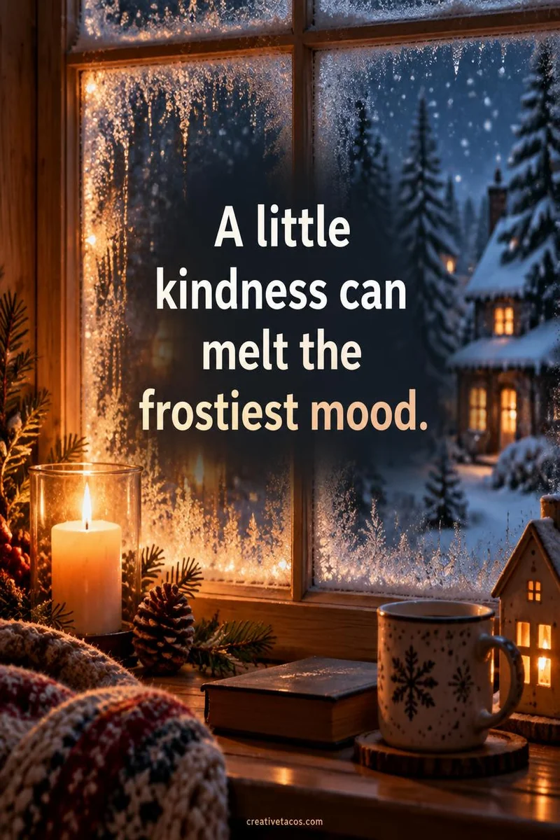 Quote card: A little kindness can melt the frostiest mood.