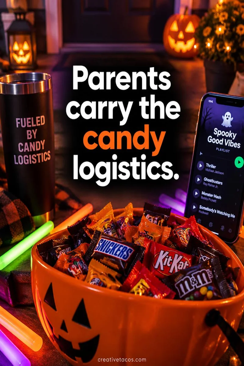 Quote card: Parents carry the candy logistics.