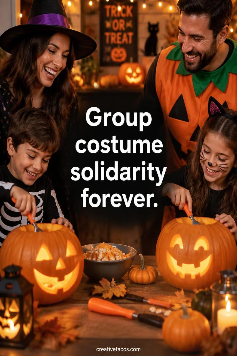 Quote card: Group costume solidarity forever.