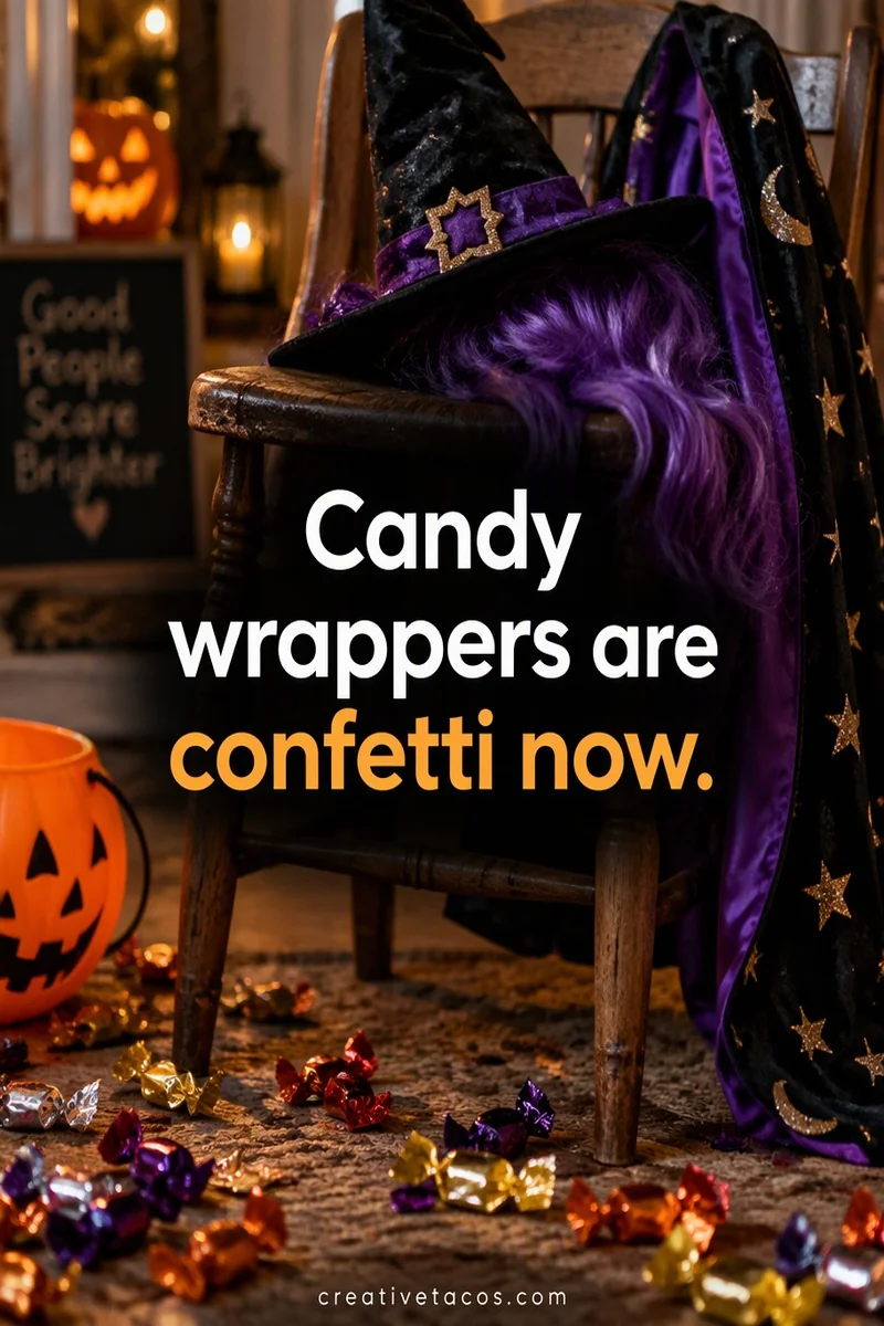 Quote card: Candy wrappers are confetti now.