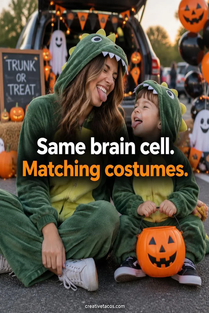 Quote card: Same brain cell. Matching costumes.