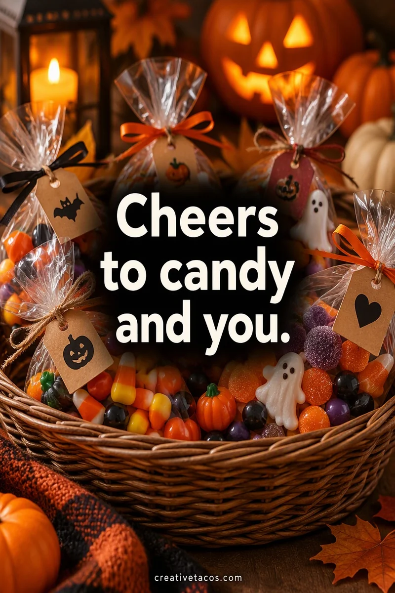 Quote card: Cheers to candy and you.