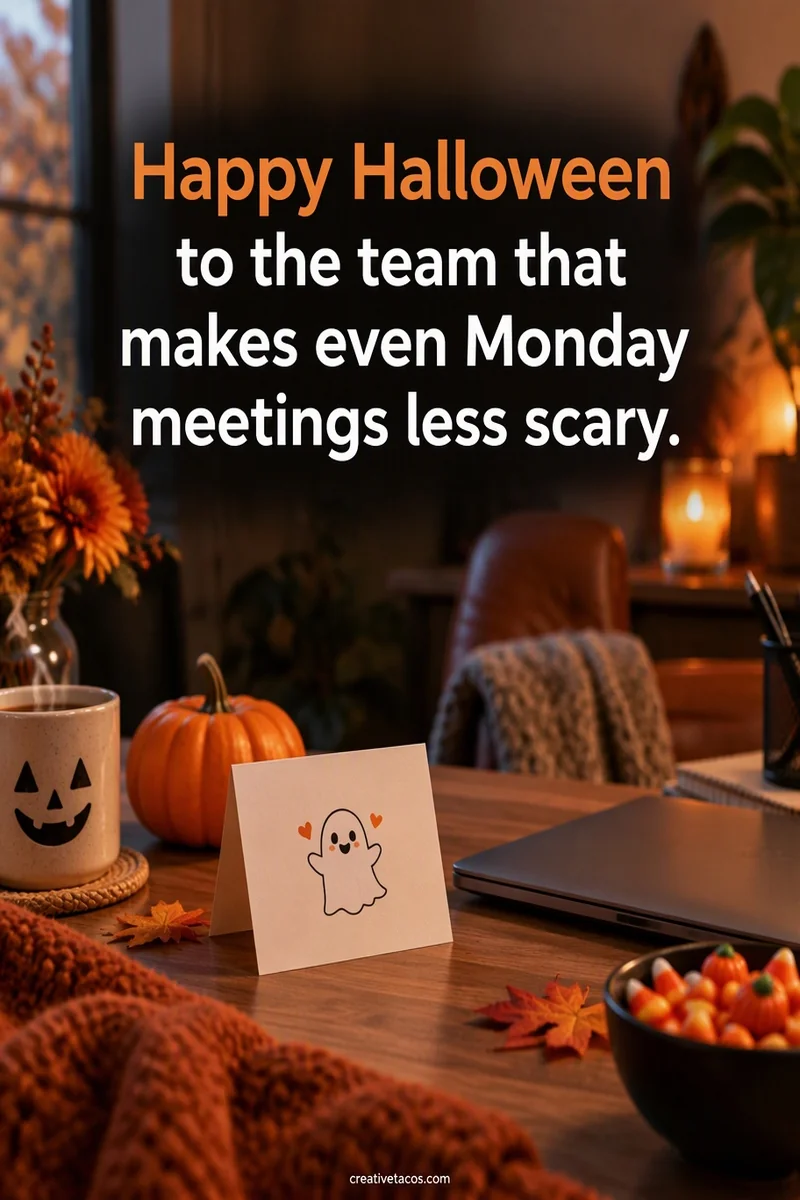 Quote card: Happy Halloween to the team that makes even Monday meetings less scary.
