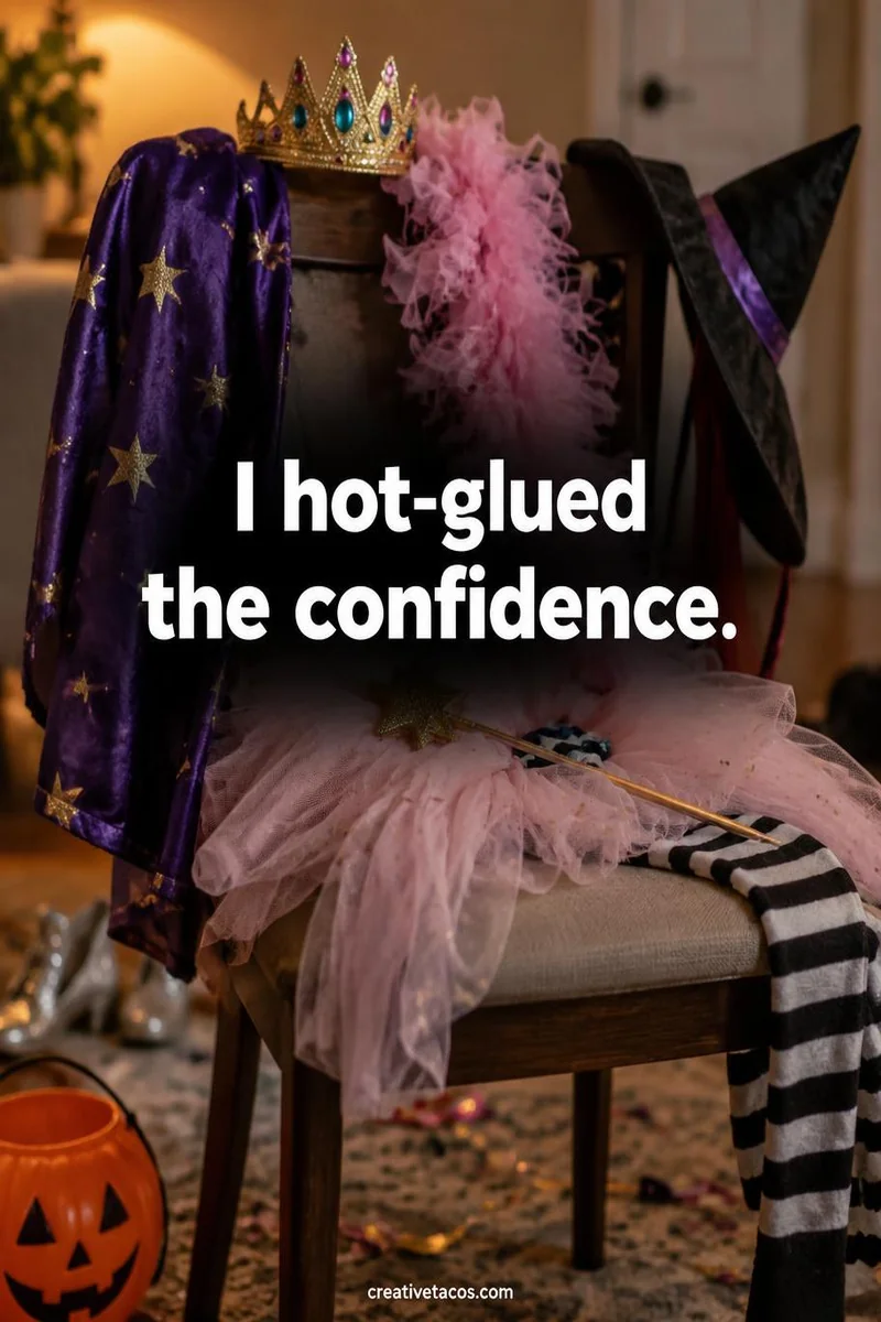 Quote card: I hot-glued the confidence.