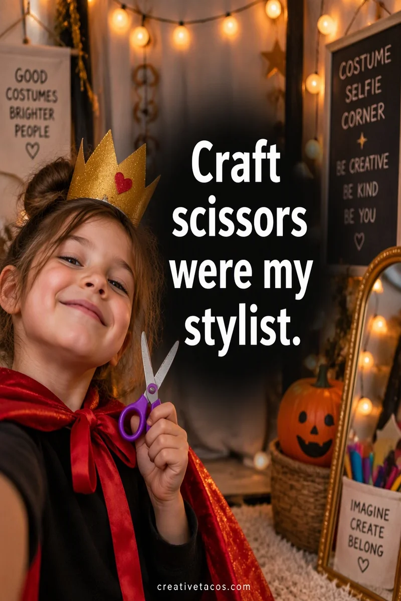 Quote card: Craft scissors were my stylist.