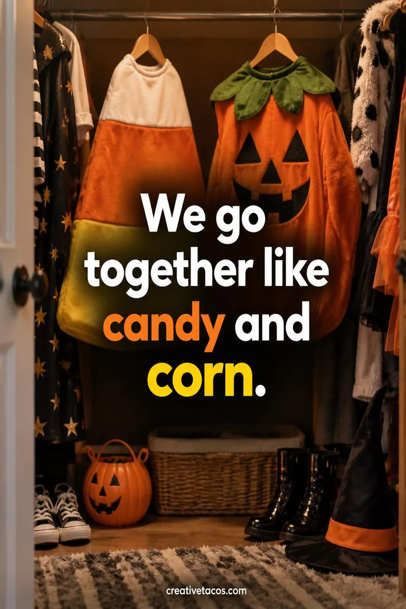 Quote card: We go together like candy and corn.