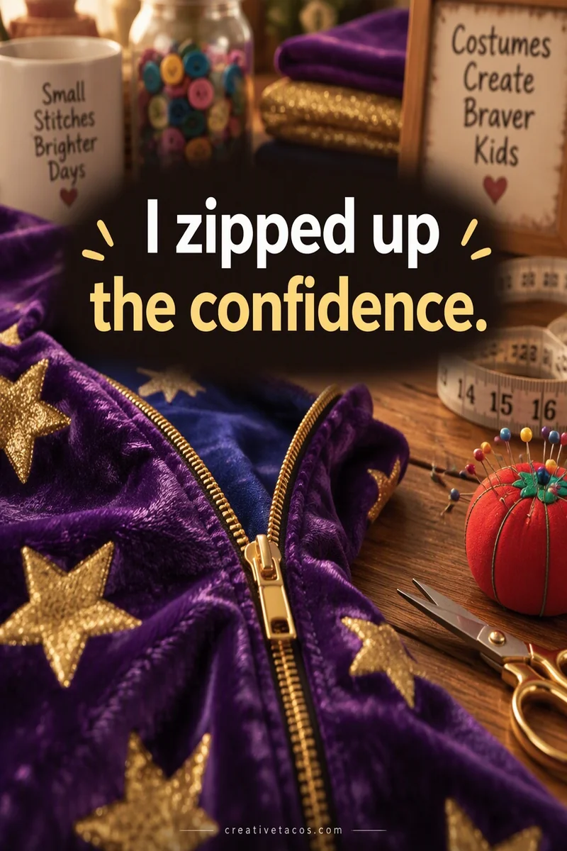 Quote card: I zipped up the confidence.