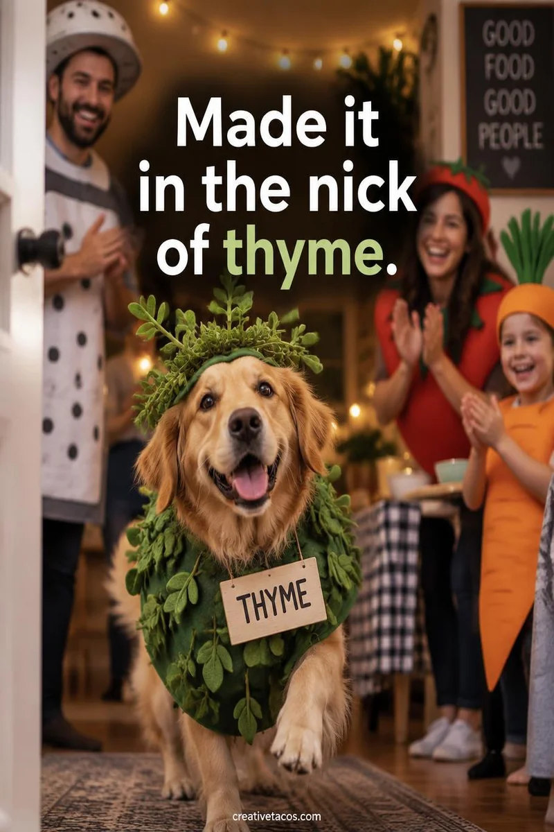 Quote card: Made it in the nick of thyme.