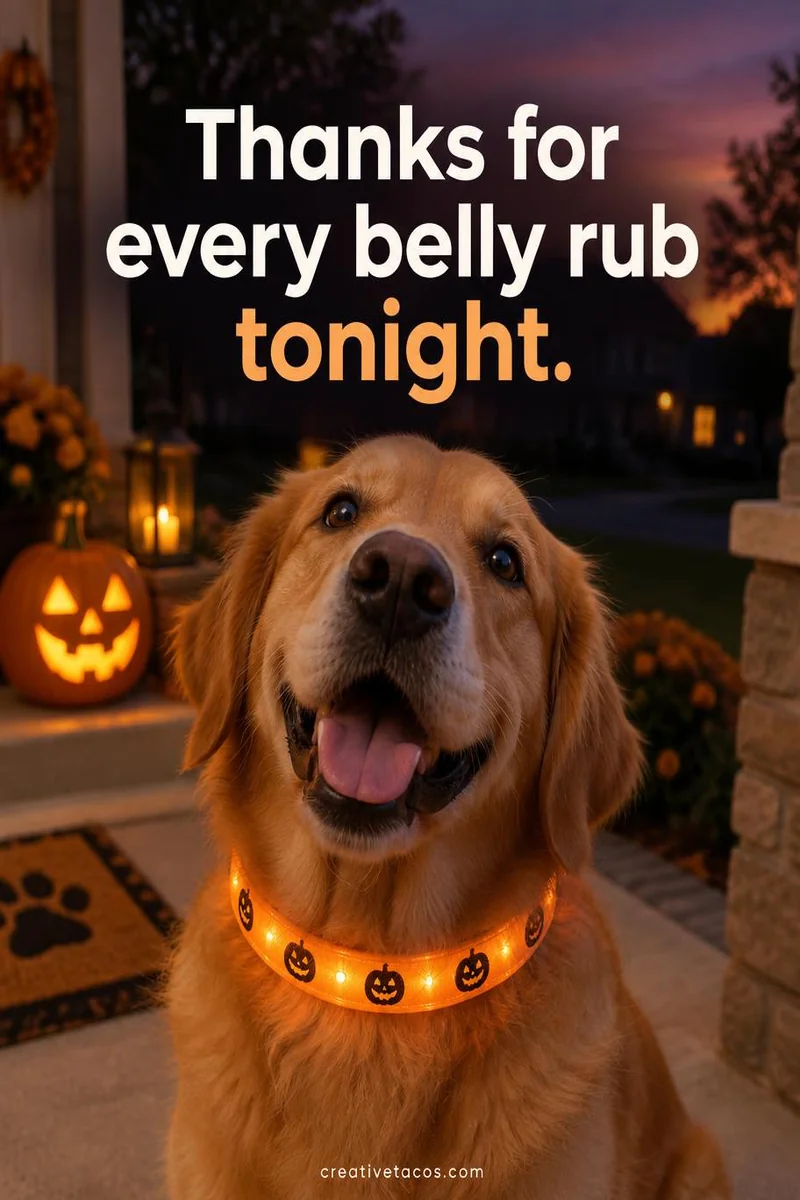 Quote card: Thanks for every belly rub tonight.