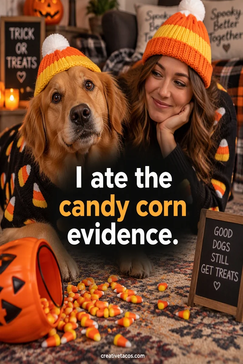 Quote card: I ate the candy corn evidence.