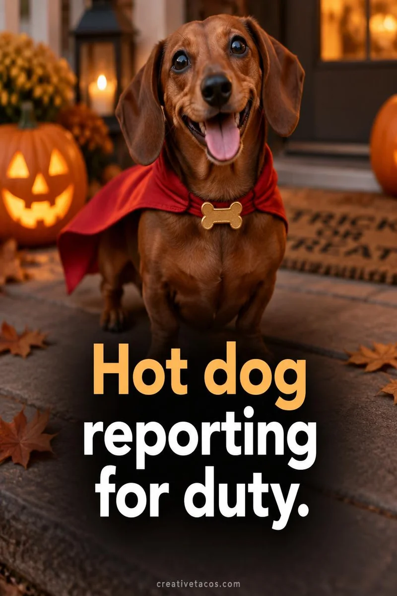 Quote card: Hot dog reporting for duty.