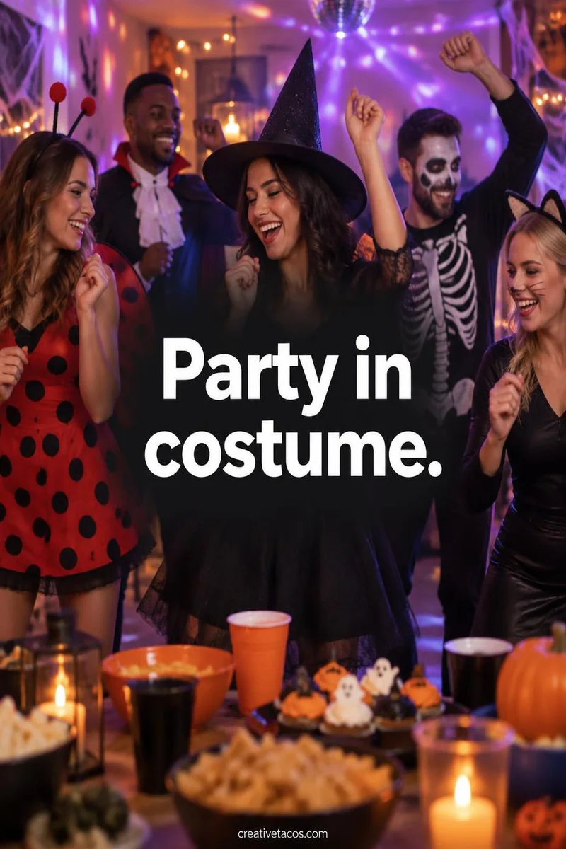 Quote card: Party in costume.