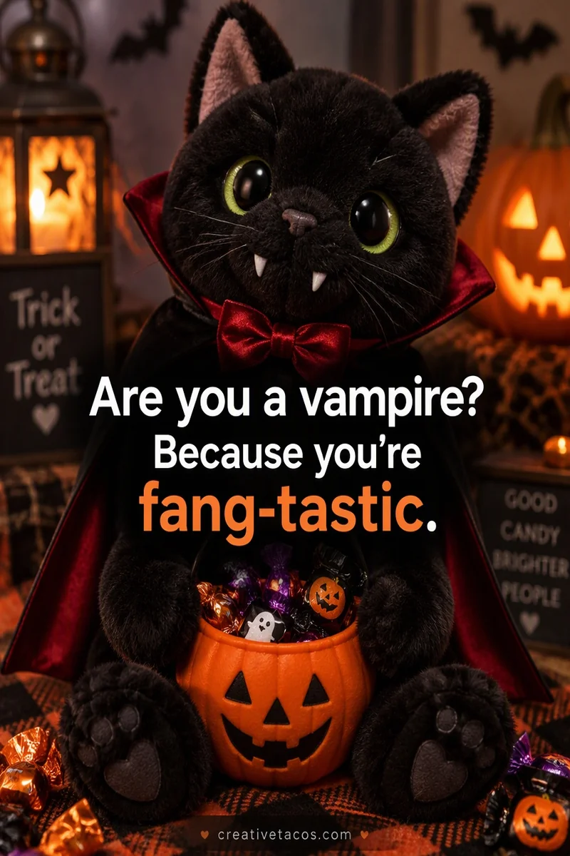 Quote card: Are you a vampire? Because you're fang-tastic.