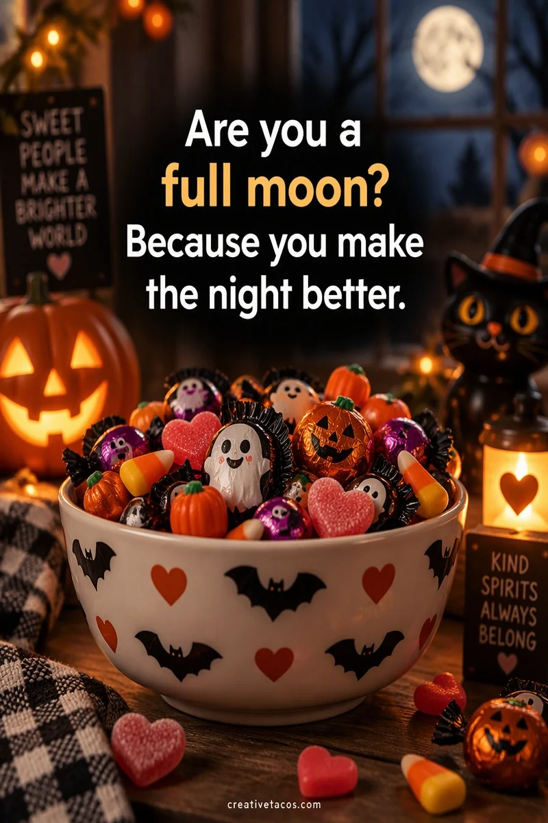 Quote card: Are you a full moon? Because you make the night better.