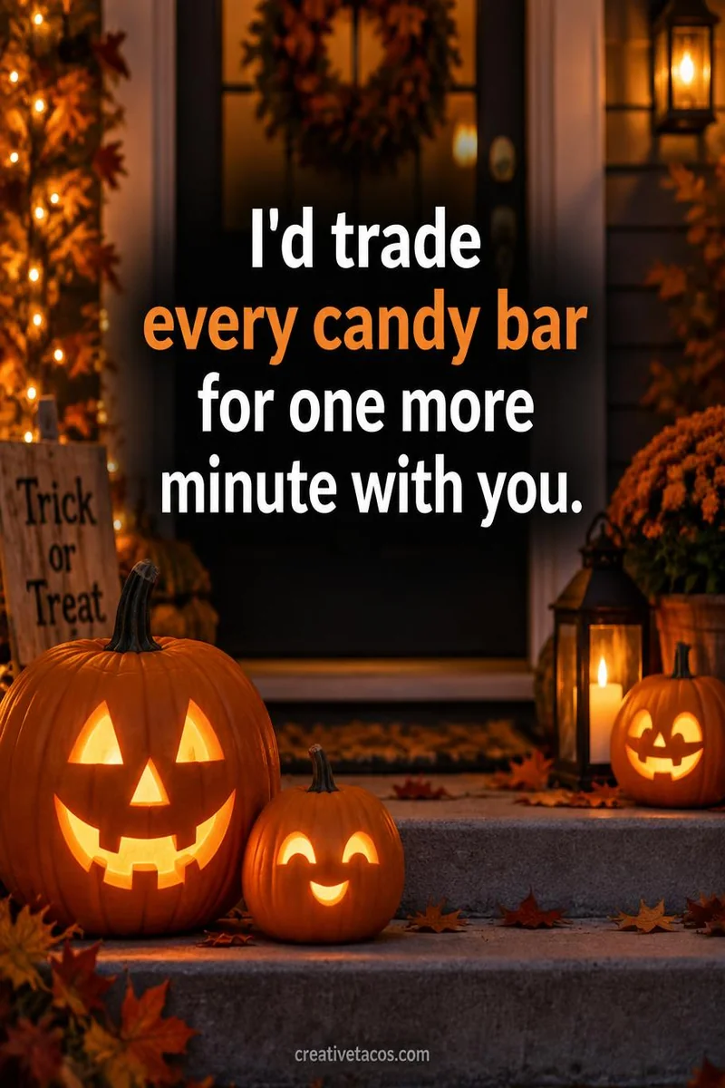 Quote card: I'd trade every candy bar for one more minute with you.
