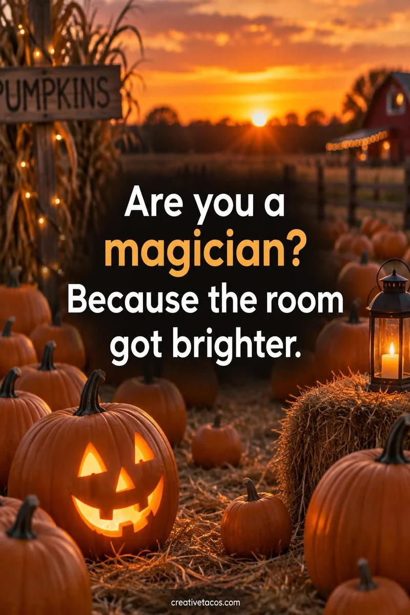 Quote card: Are you a magician? Because the room got brighter.