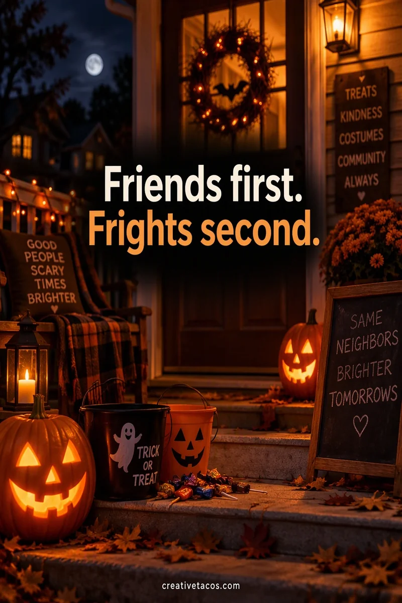 Quote card: Friends first. Frights second.