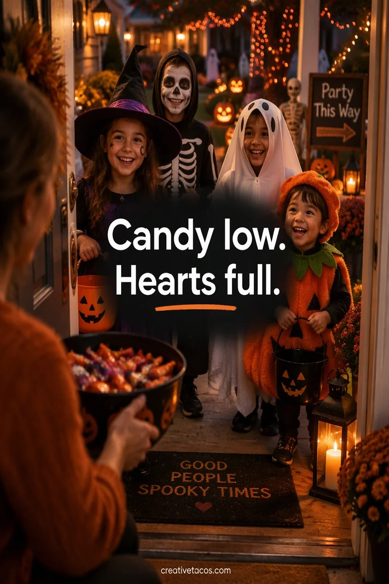 Quote card: Candy low. Hearts full.