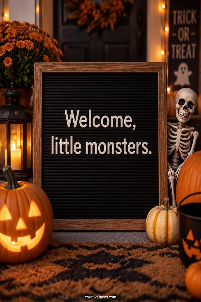 Quote card: Welcome, little monsters.
