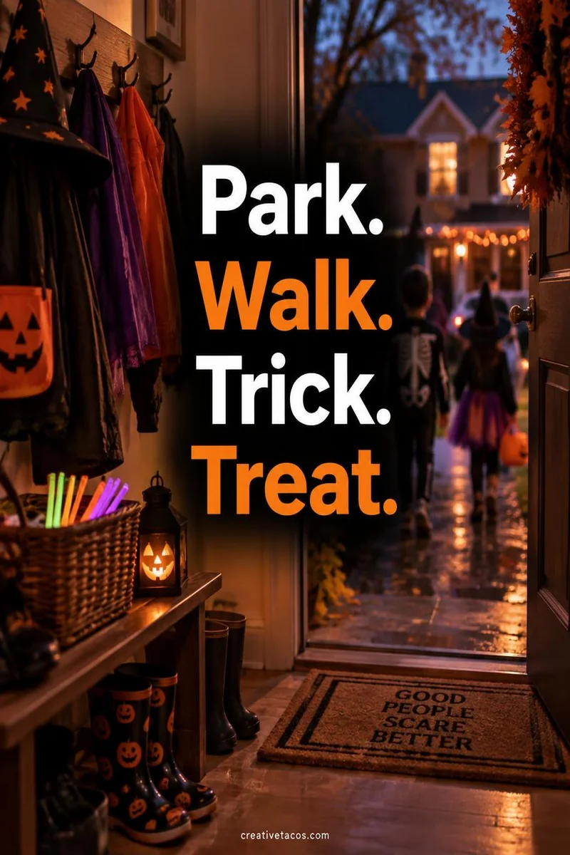 Quote card: Park. Walk. Trick. Treat.