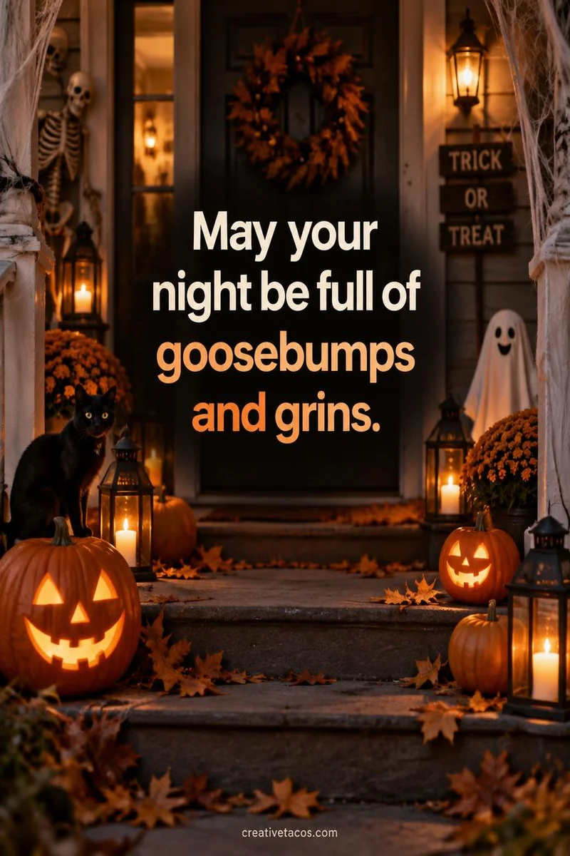Quote card: May your night be full of goosebumps and grins.