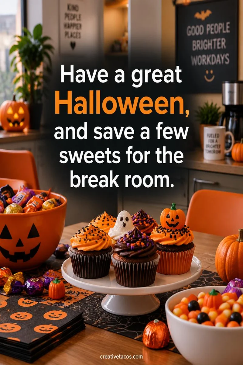 Quote card: Have a great Halloween, and save a few sweets for the break room.