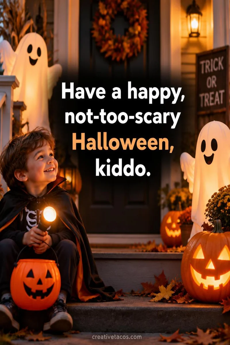Quote card: Have a happy, not-too-scary Halloween, kiddo.