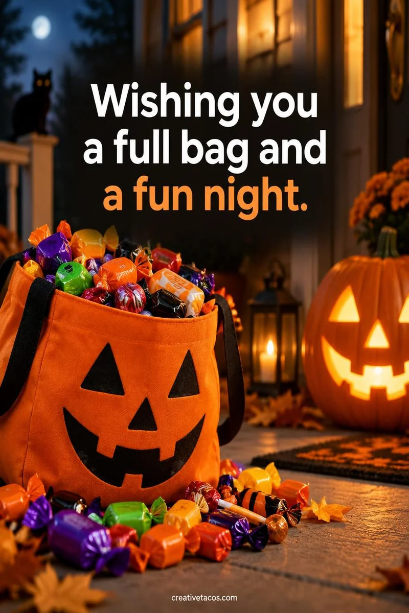 Quote card: Wishing you a full bag and a fun night.