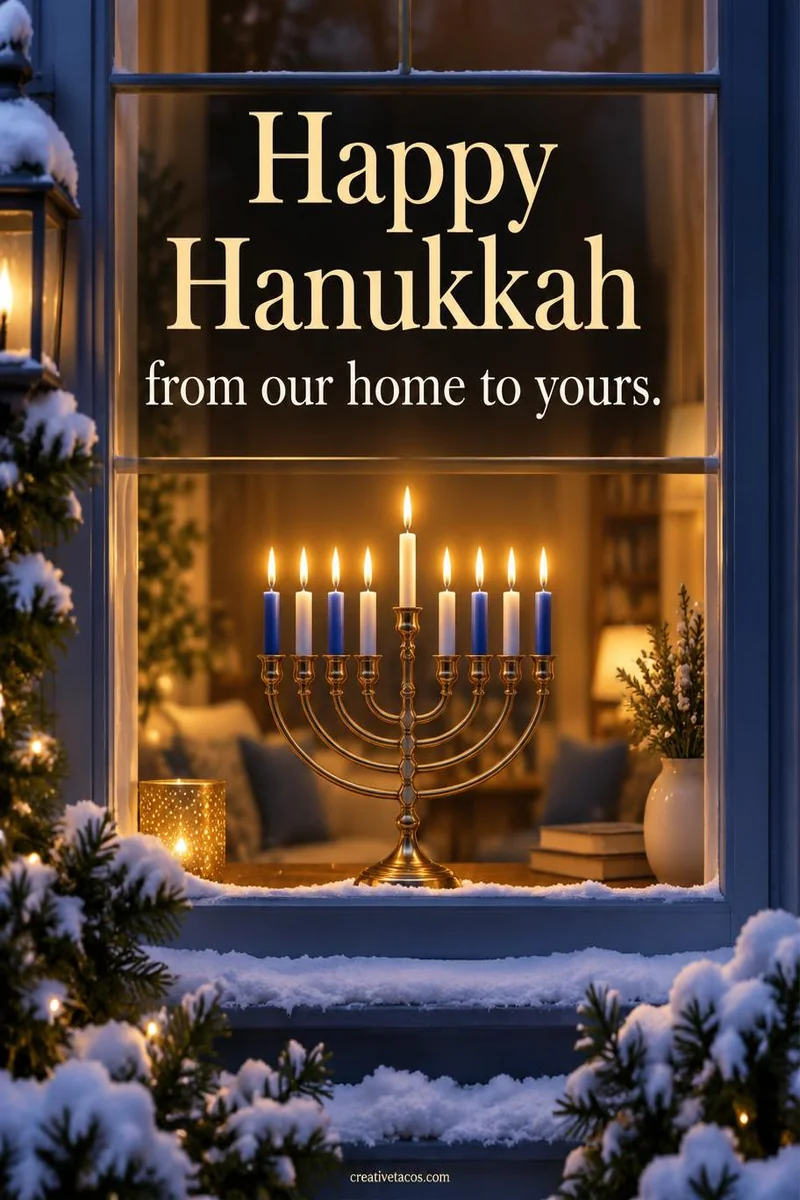 Quote card: Happy Hanukkah from our home to yours.