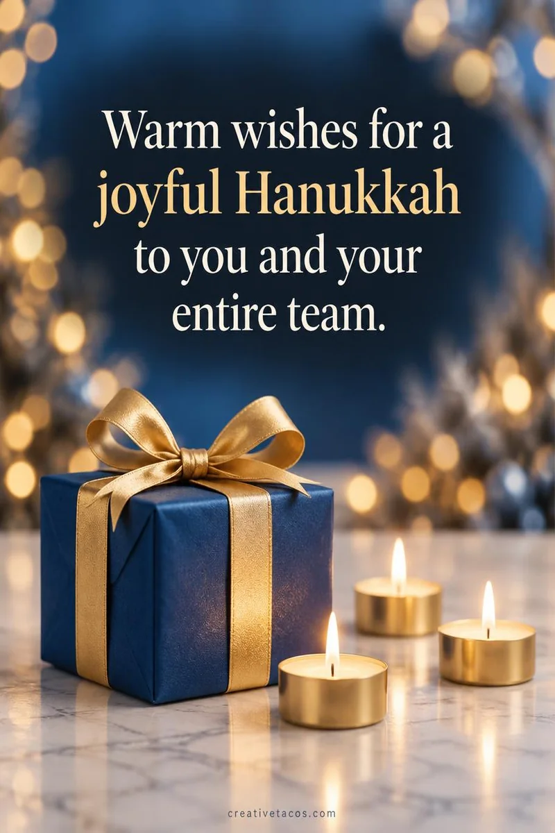 Quote card: Warm wishes for a joyful Hanukkah to you and your entire team.