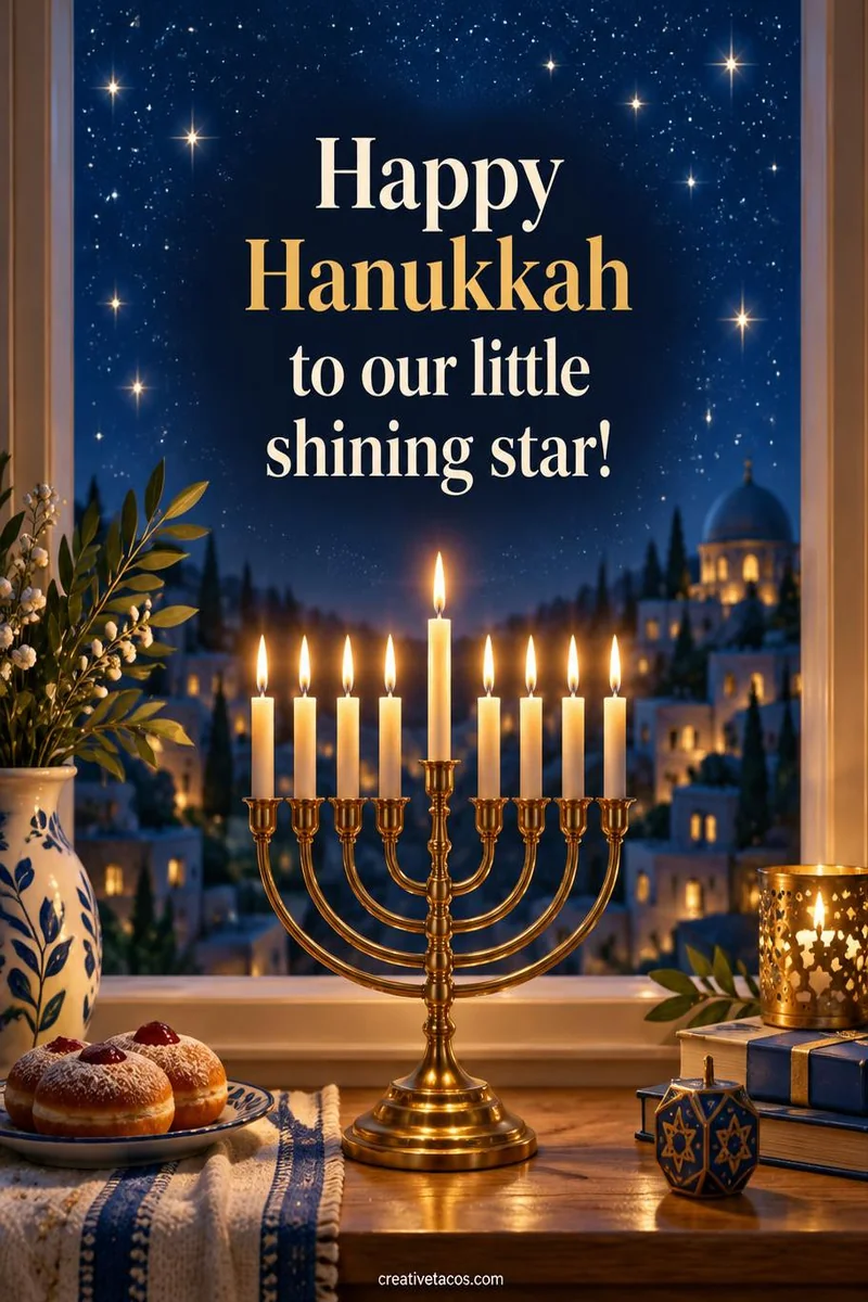 Quote card: Happy Hanukkah to our little shining star!