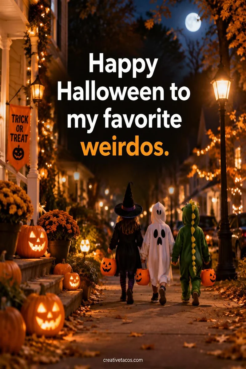 Quote card: Happy Halloween to my favorite weirdos.