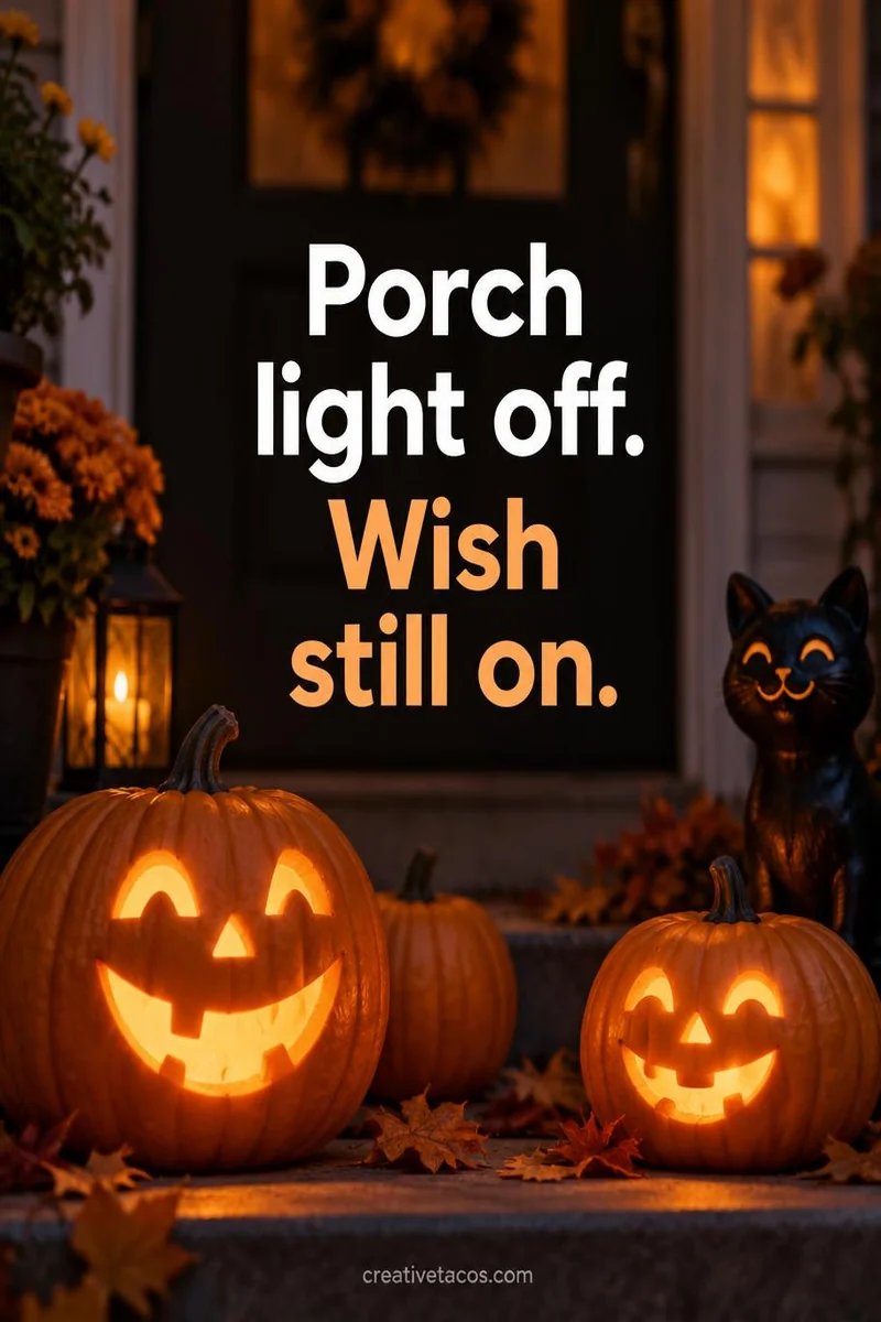 Quote card: Porch light off. Wish still on.