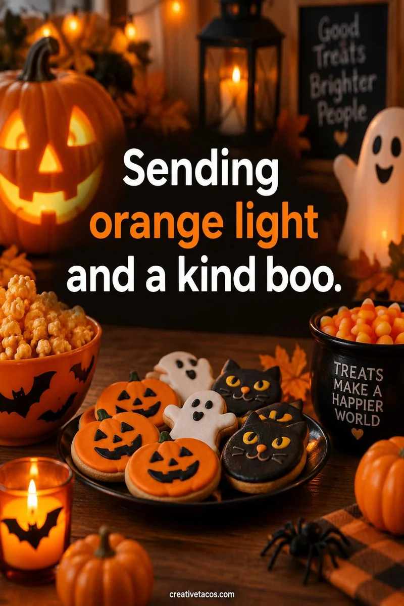 Quote card: Sending orange light and a kind boo.