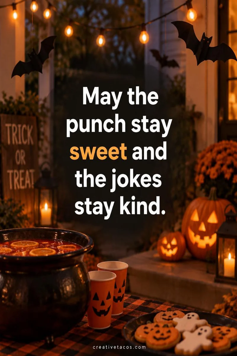 Quote card: May the punch stay sweet and the jokes stay kind.