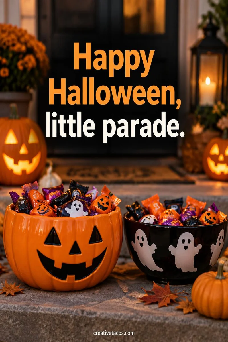 Quote card: Happy Halloween, little parade.