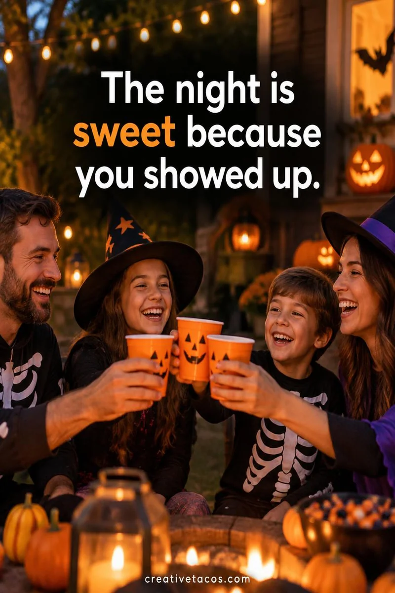 Quote card: The night is sweet because you showed up.
