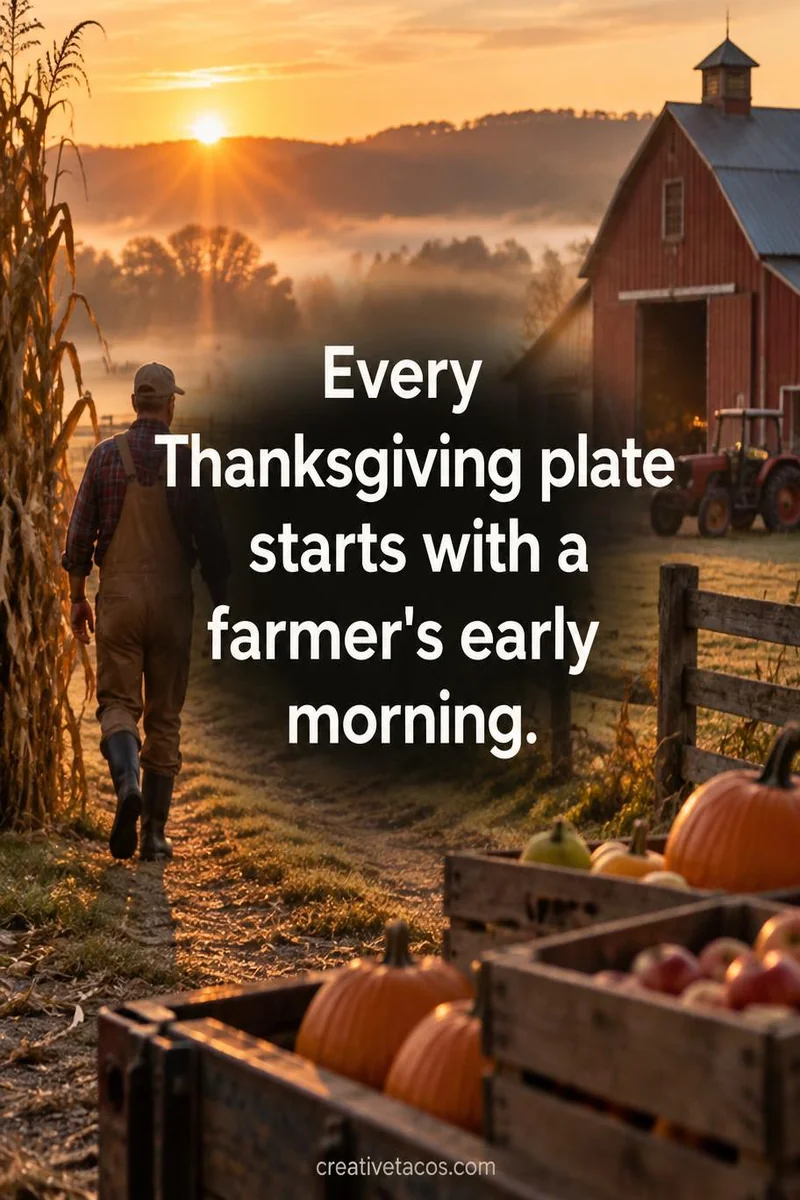 Quote card: Every Thanksgiving plate starts with a farmer's early morning.