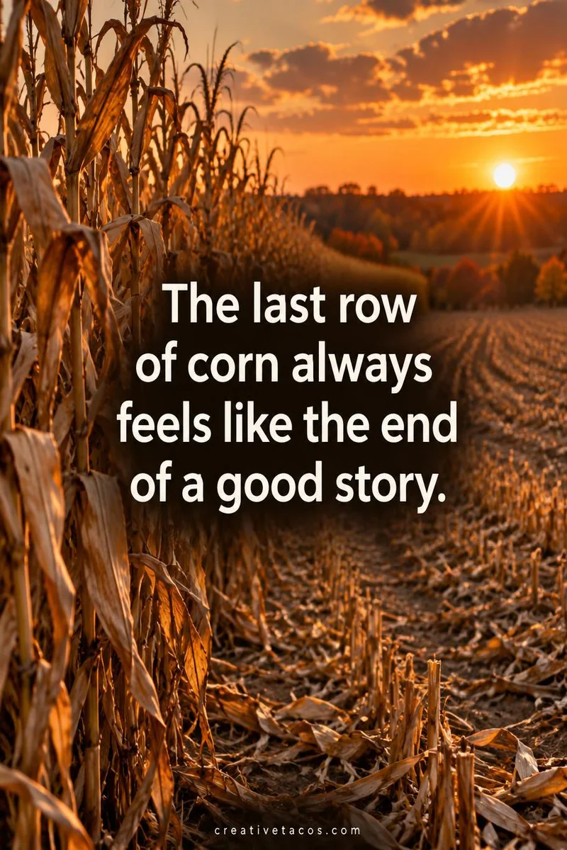 Quote card: The last row of corn always feels like the end of a good story.