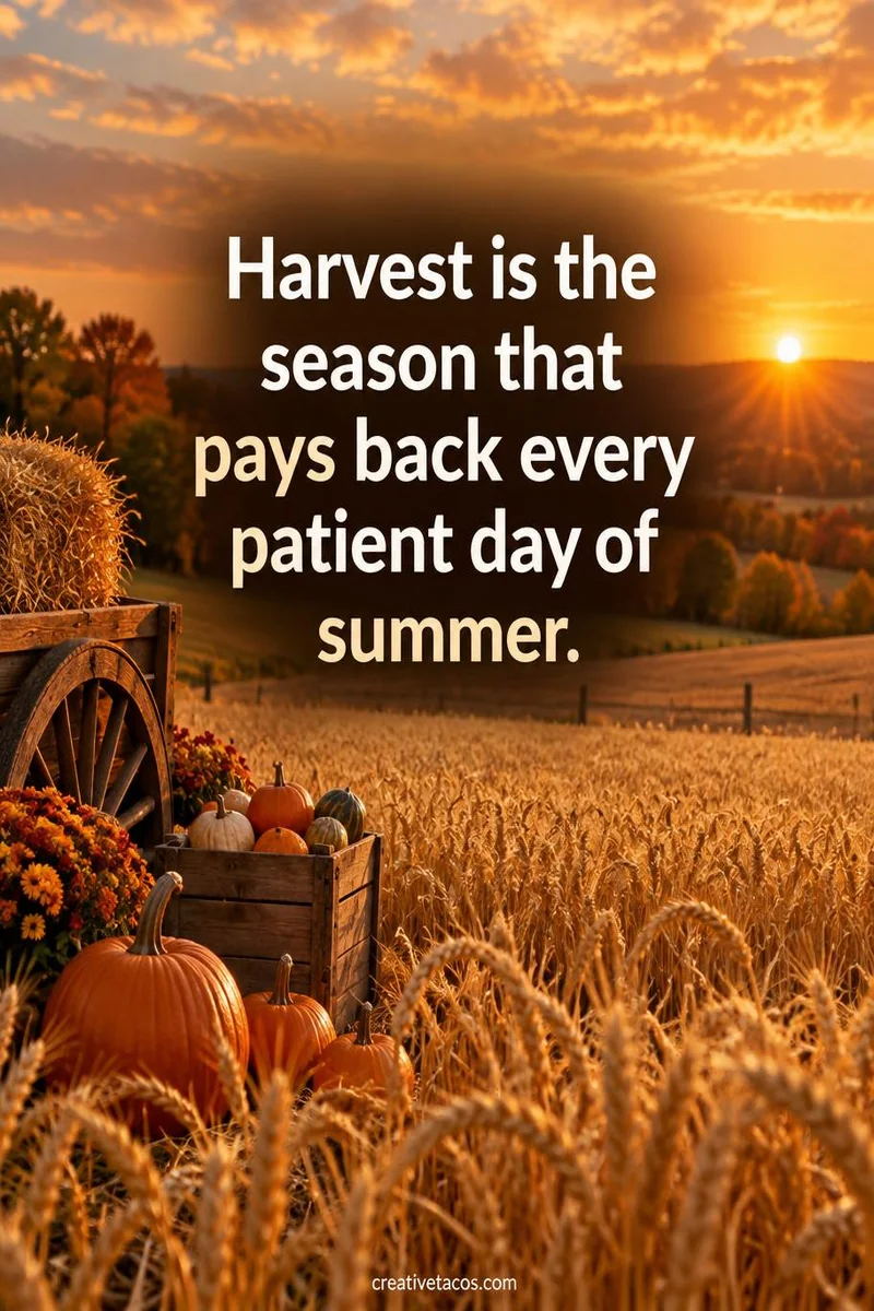 Quote card: Harvest is the season that pays back every patient day of summer.