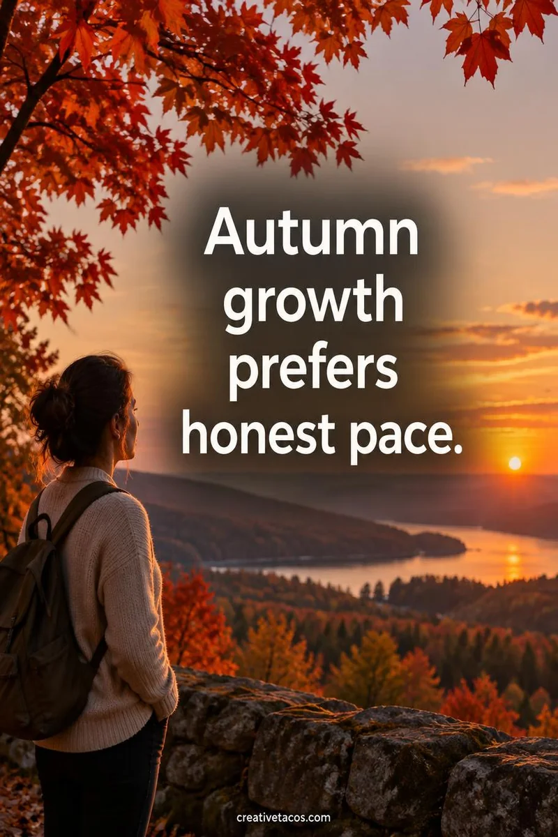 Quote card: Autumn growth prefers honest pace.