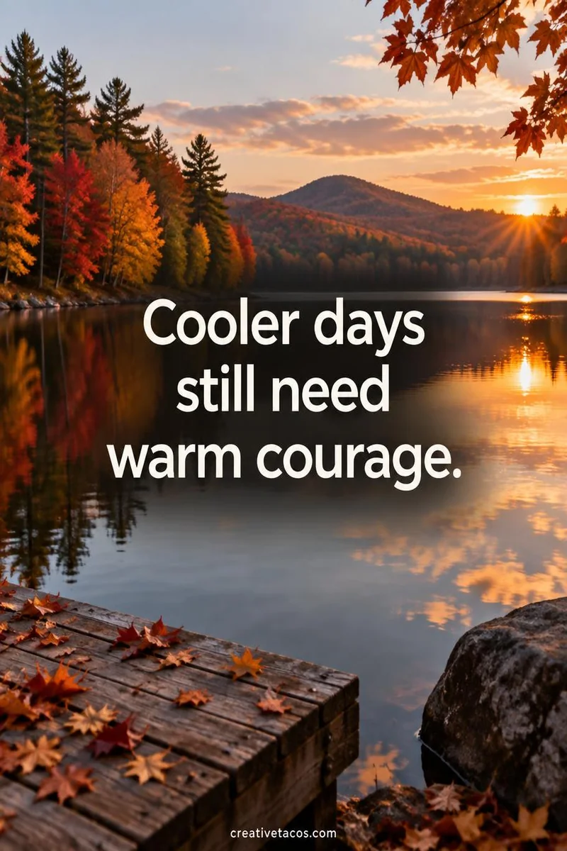 Quote card: Cooler days still need warm courage.