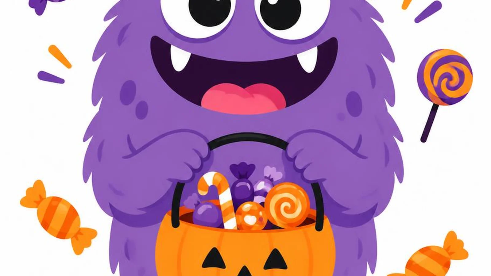 Clean illustration of a friendly cartoon monster with googly eyes on a white background for monster puns.