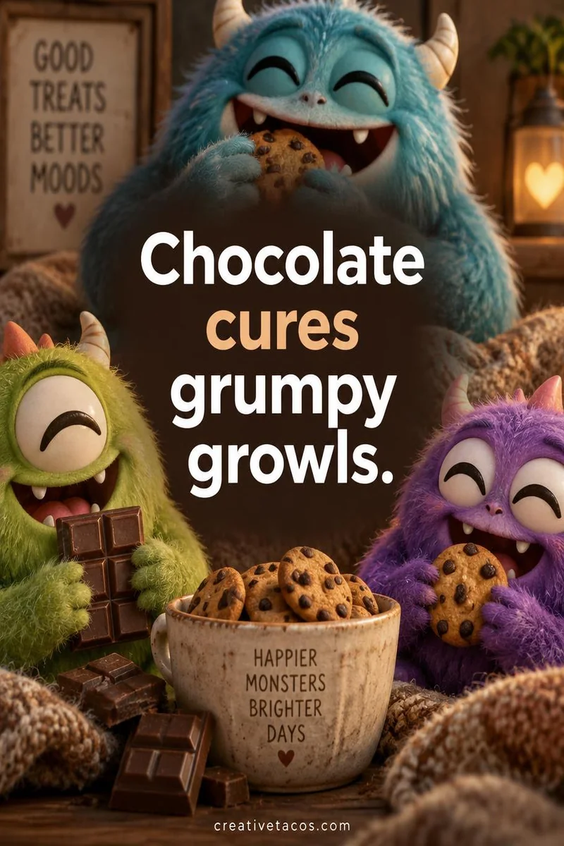 Quote card: Chocolate cures grumpy growls.