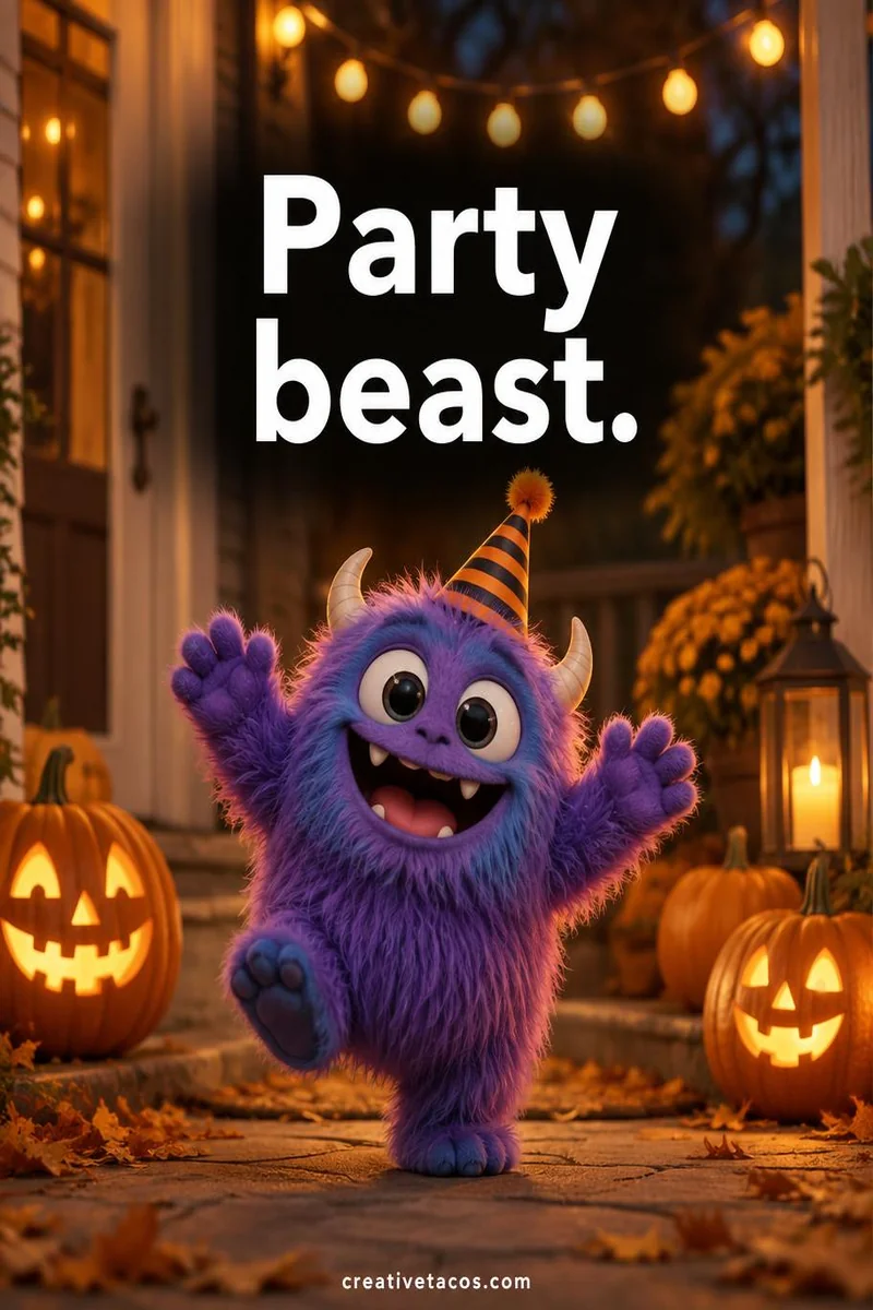 Quote card: Party beast.