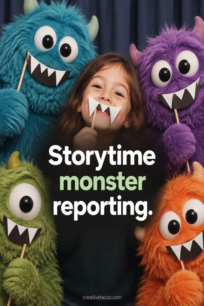 Quote card: Storytime monster reporting.
