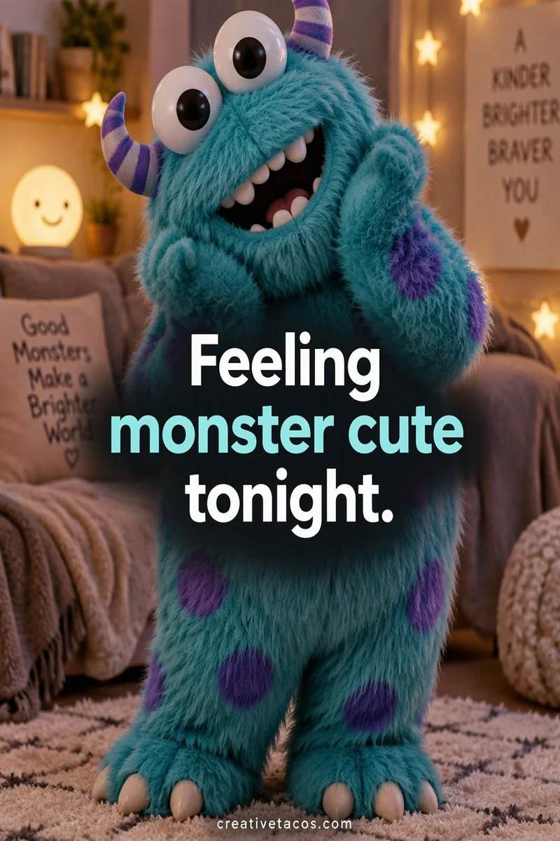 Quote card: Feeling monster cute tonight.