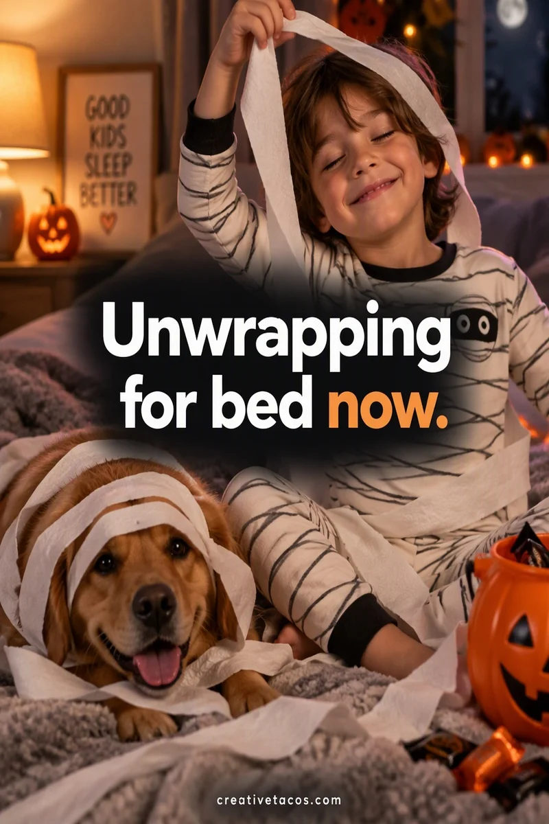 Quote card: Unwrapping for bed now.
