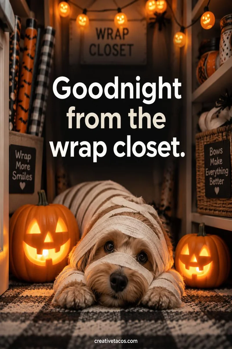Quote card: Goodnight from the wrap closet.