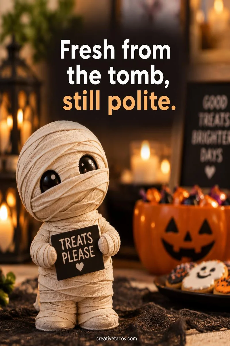Quote card: Fresh from the tomb, still polite.